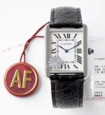 Swiss Cartier Tank Solo 1:1 Quartz Watch Ss Black Leather Strap